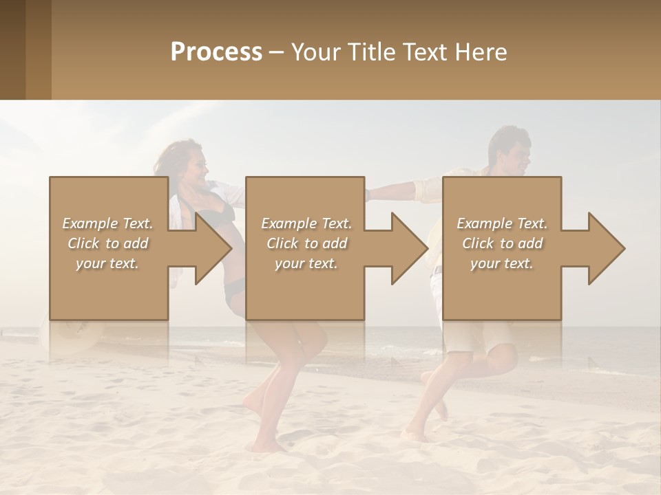 A Man And A Woman Playing Frisbee On The Beach PowerPoint Template