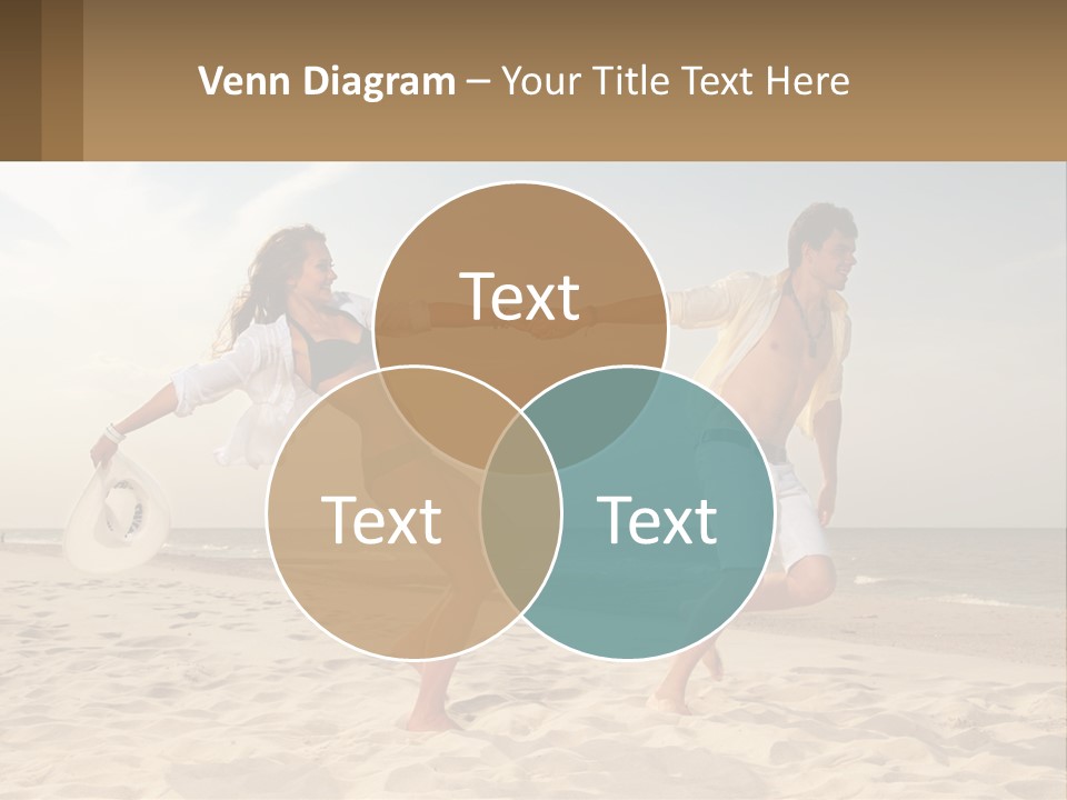 A Man And A Woman Playing Frisbee On The Beach PowerPoint Template