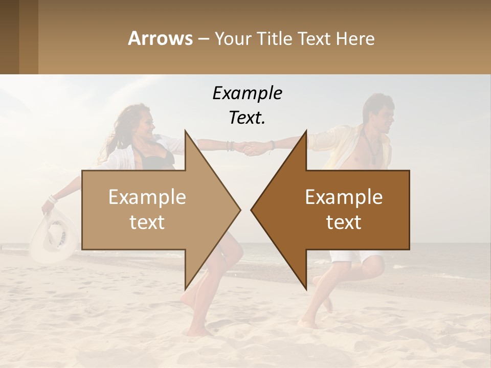 A Man And A Woman Playing Frisbee On The Beach PowerPoint Template