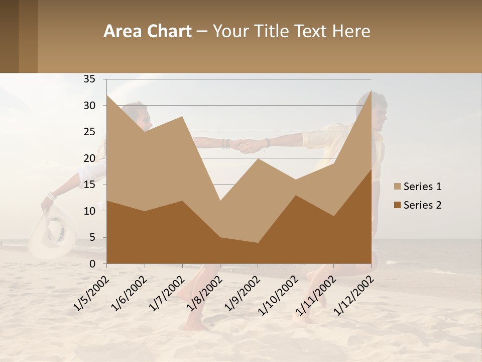A Man And A Woman Playing Frisbee On The Beach PowerPoint Template