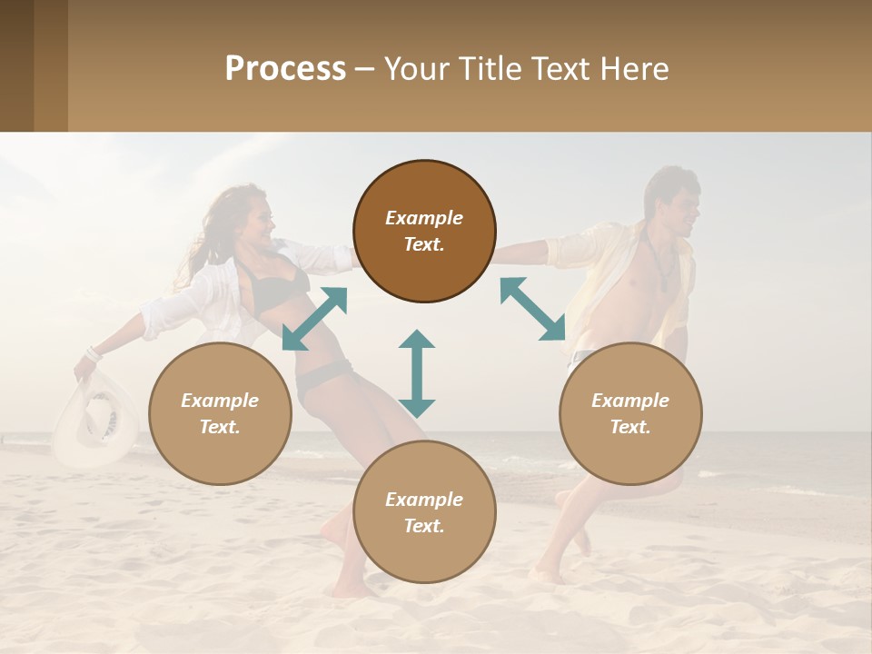 A Man And A Woman Playing Frisbee On The Beach PowerPoint Template