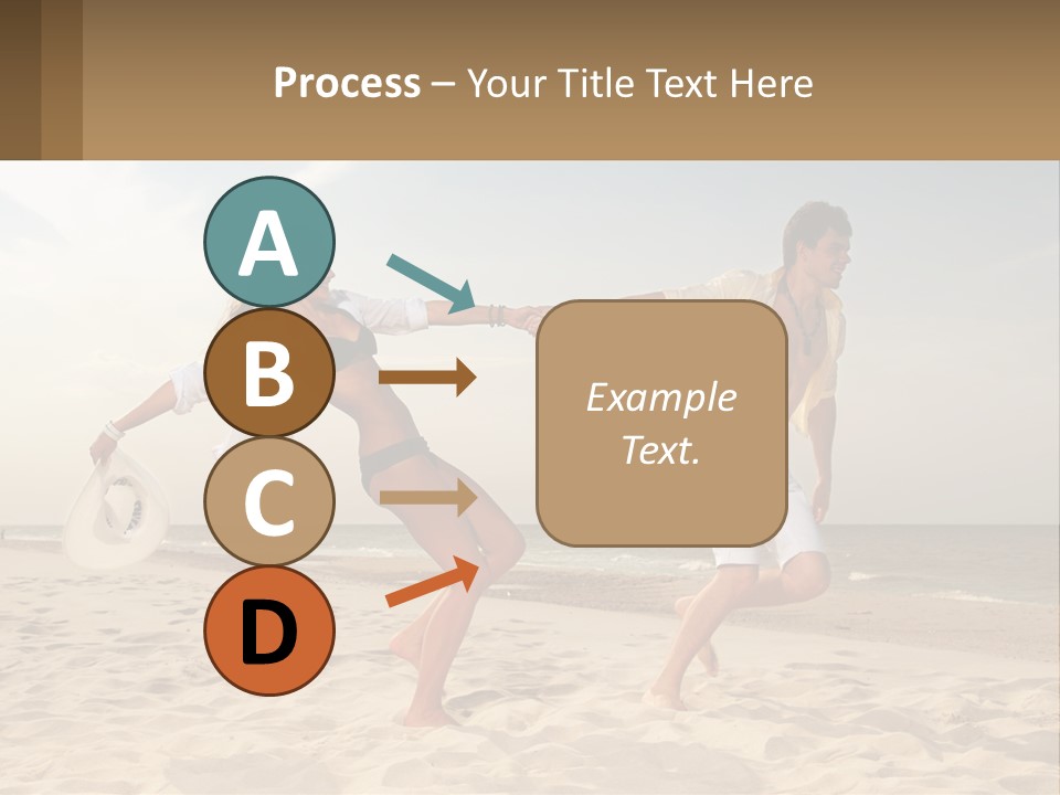 A Man And A Woman Playing Frisbee On The Beach PowerPoint Template