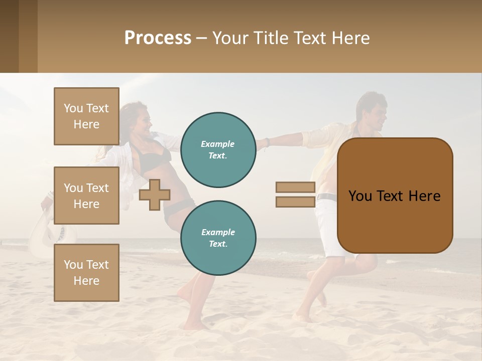 A Man And A Woman Playing Frisbee On The Beach PowerPoint Template