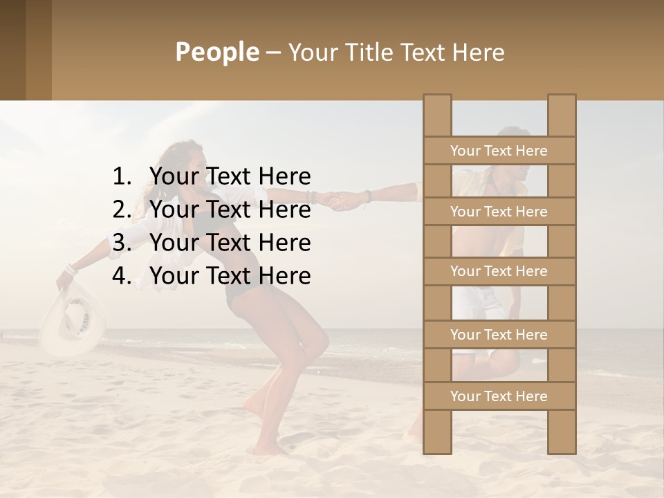 A Man And A Woman Playing Frisbee On The Beach PowerPoint Template