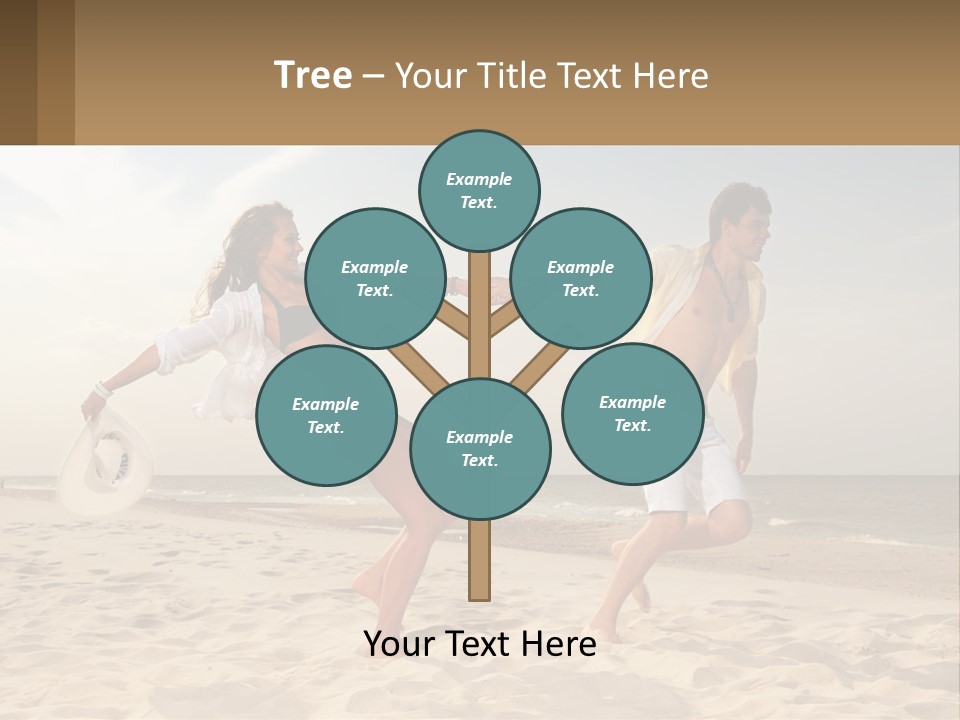 A Man And A Woman Playing Frisbee On The Beach PowerPoint Template