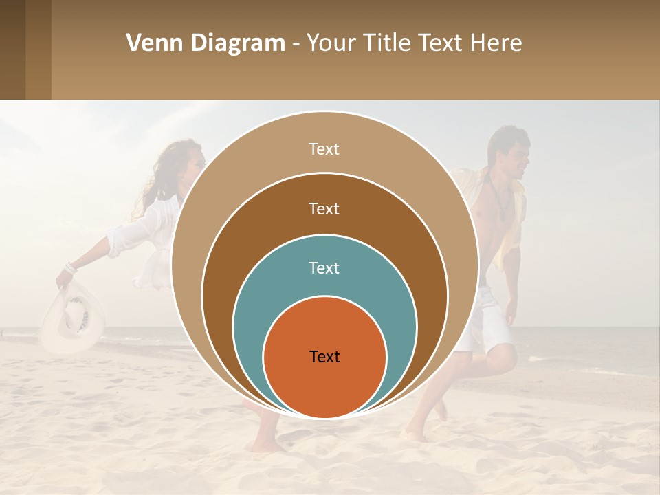 A Man And A Woman Playing Frisbee On The Beach PowerPoint Template
