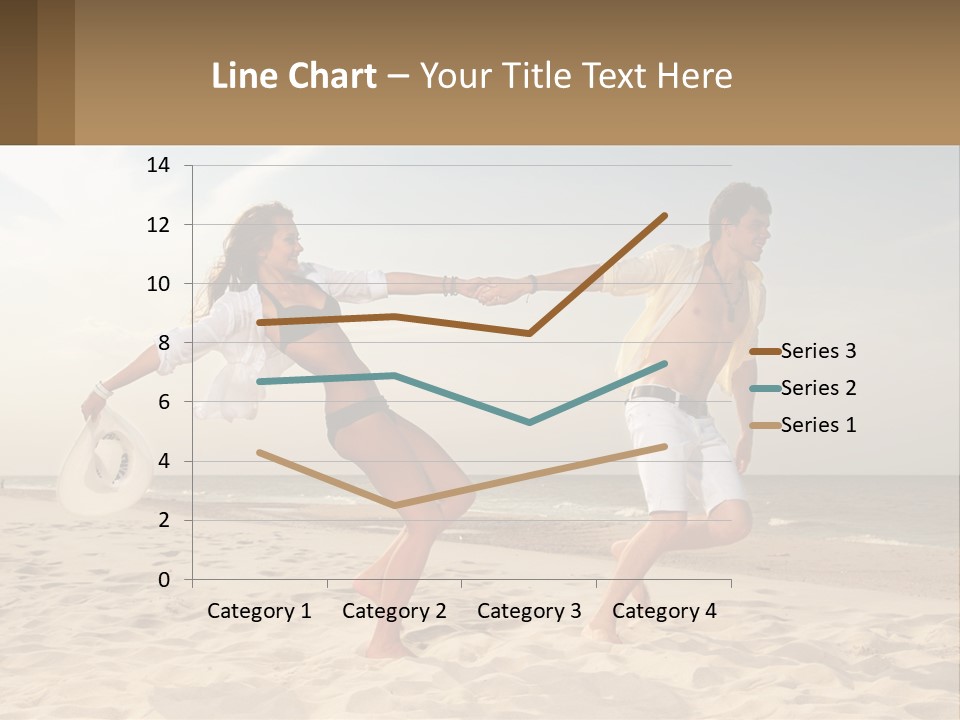 A Man And A Woman Playing Frisbee On The Beach PowerPoint Template