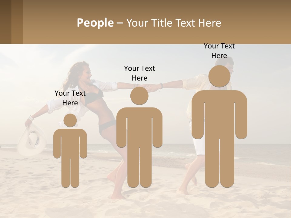 A Man And A Woman Playing Frisbee On The Beach PowerPoint Template
