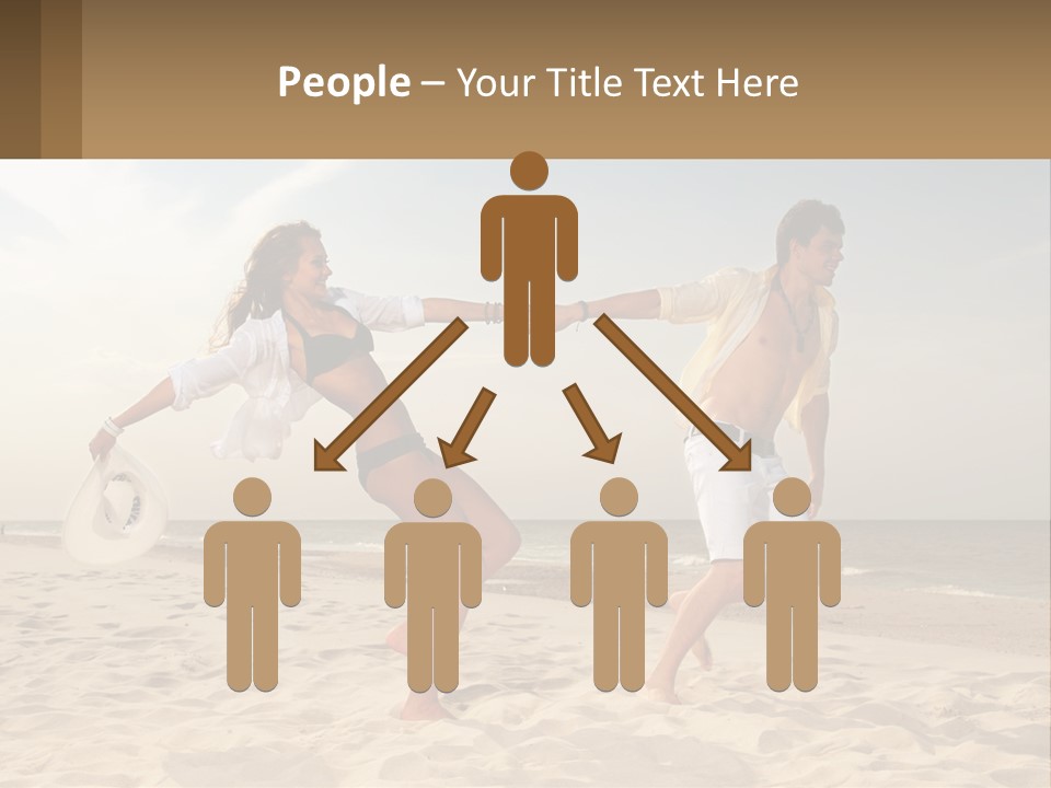 A Man And A Woman Playing Frisbee On The Beach PowerPoint Template