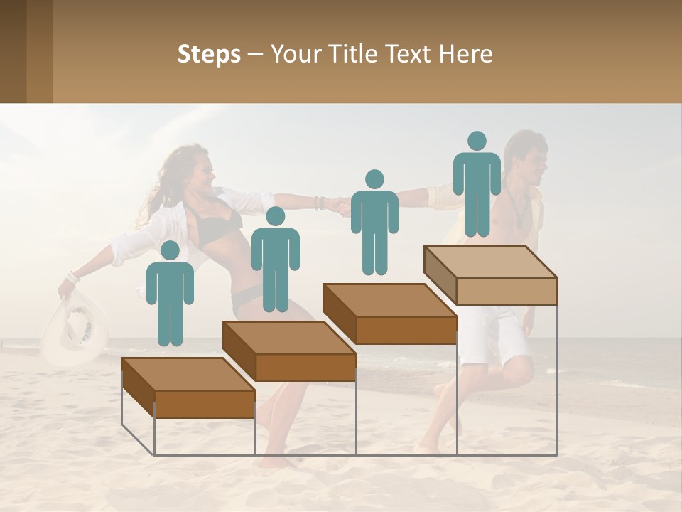 A Man And A Woman Playing Frisbee On The Beach PowerPoint Template