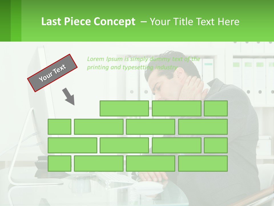 A Man Sitting At A Desk In Front Of A Computer PowerPoint Template