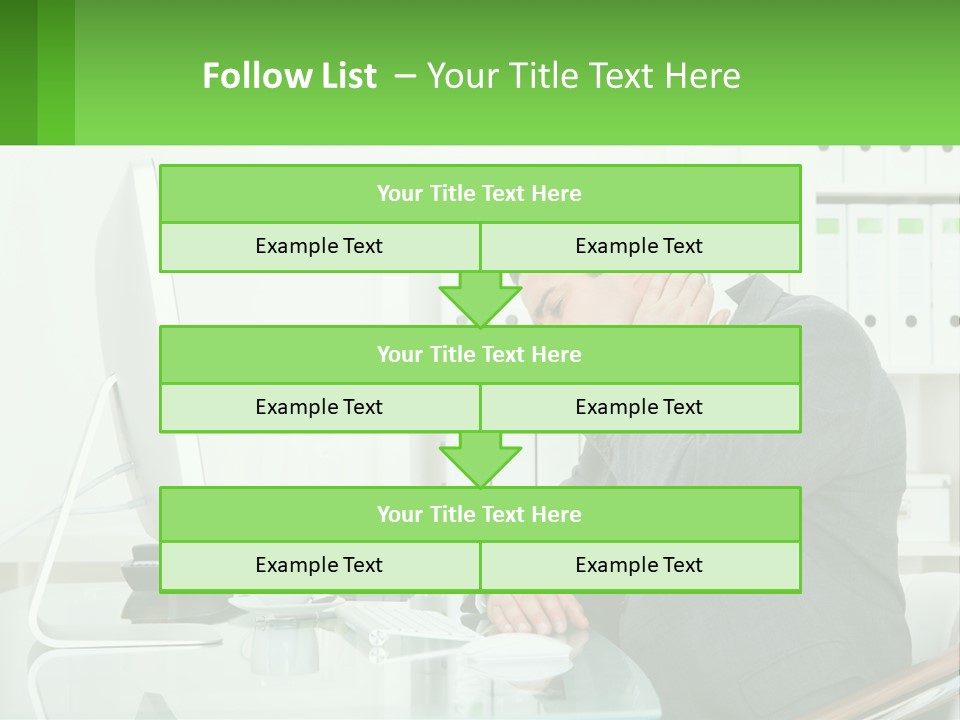 A Man Sitting At A Desk In Front Of A Computer PowerPoint Template