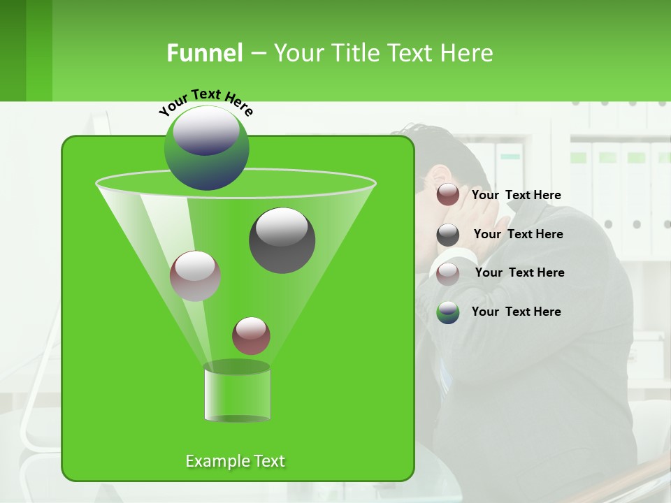 A Man Sitting At A Desk In Front Of A Computer PowerPoint Template