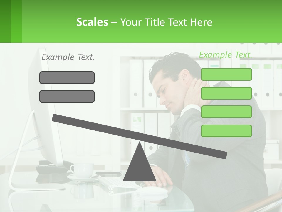 A Man Sitting At A Desk In Front Of A Computer PowerPoint Template