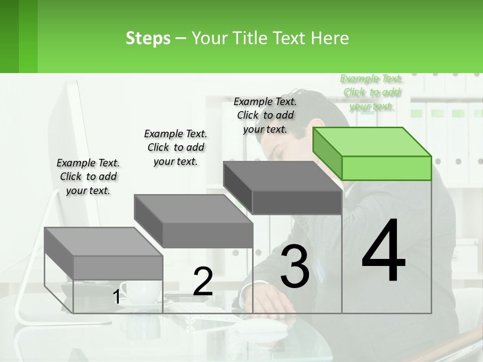 A Man Sitting At A Desk In Front Of A Computer PowerPoint Template