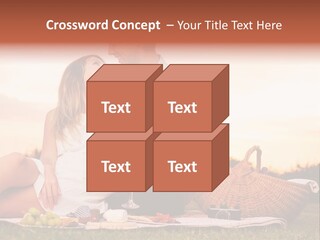 A Man And A Woman Sitting On A Blanket With A Bottle Of Champagne PowerPoint Template