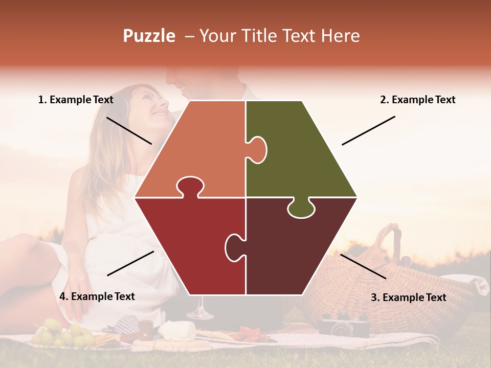 A Man And A Woman Sitting On A Blanket With A Bottle Of Champagne PowerPoint Template