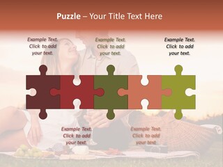 A Man And A Woman Sitting On A Blanket With A Bottle Of Champagne PowerPoint Template