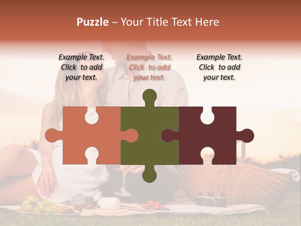 A Man And A Woman Sitting On A Blanket With A Bottle Of Champagne PowerPoint Template