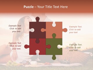 A Man And A Woman Sitting On A Blanket With A Bottle Of Champagne PowerPoint Template