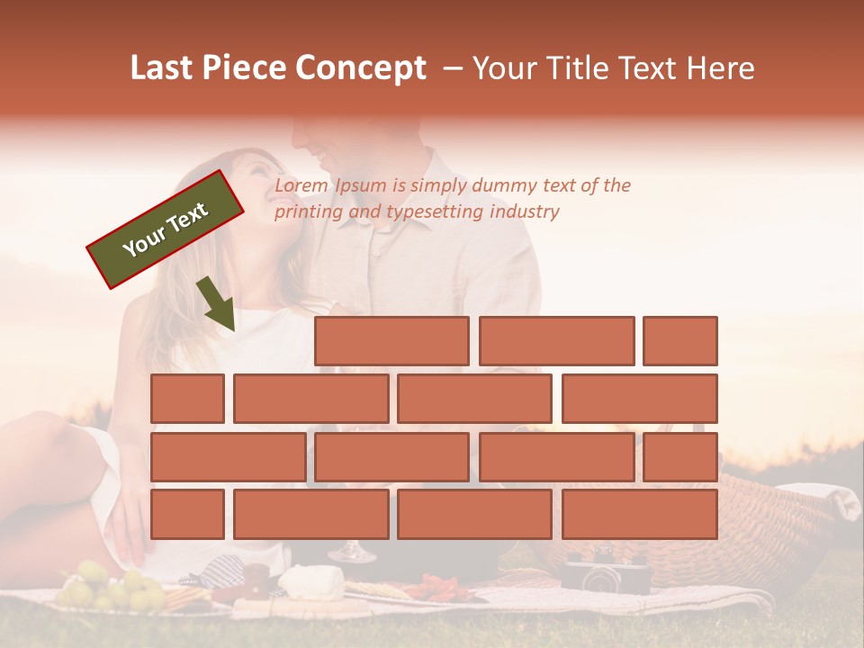 A Man And A Woman Sitting On A Blanket With A Bottle Of Champagne PowerPoint Template