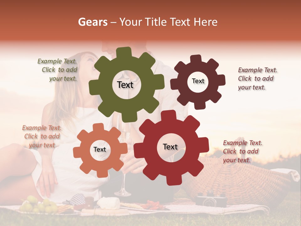 A Man And A Woman Sitting On A Blanket With A Bottle Of Champagne PowerPoint Template