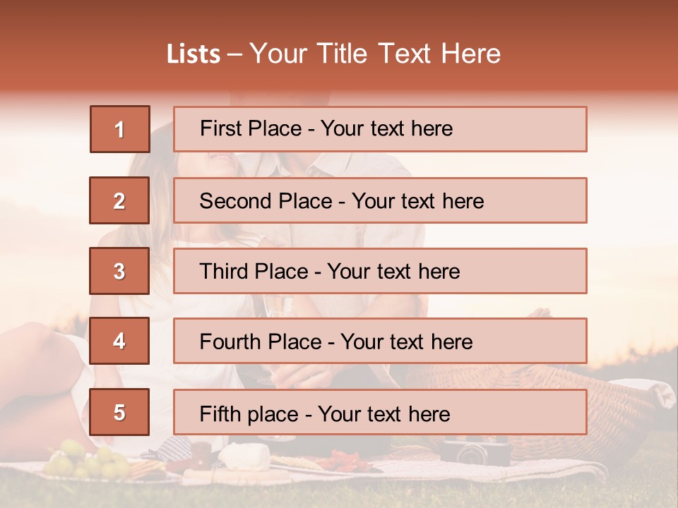 A Man And A Woman Sitting On A Blanket With A Bottle Of Champagne PowerPoint Template