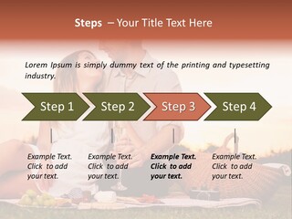 A Man And A Woman Sitting On A Blanket With A Bottle Of Champagne PowerPoint Template