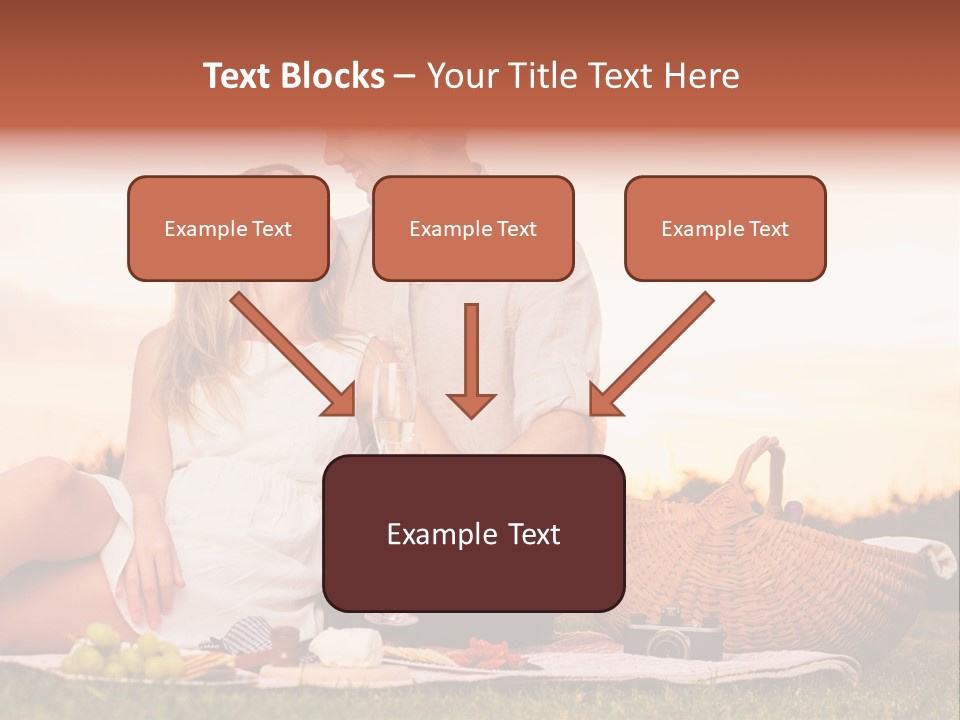 A Man And A Woman Sitting On A Blanket With A Bottle Of Champagne PowerPoint Template