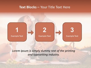 A Man And A Woman Sitting On A Blanket With A Bottle Of Champagne PowerPoint Template