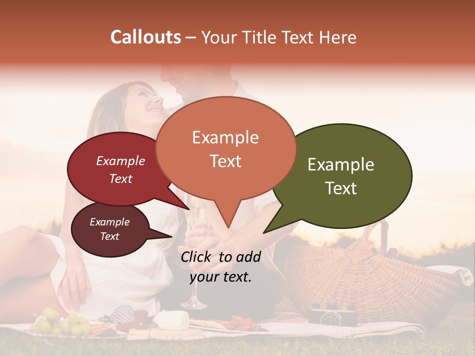 A Man And A Woman Sitting On A Blanket With A Bottle Of Champagne PowerPoint Template