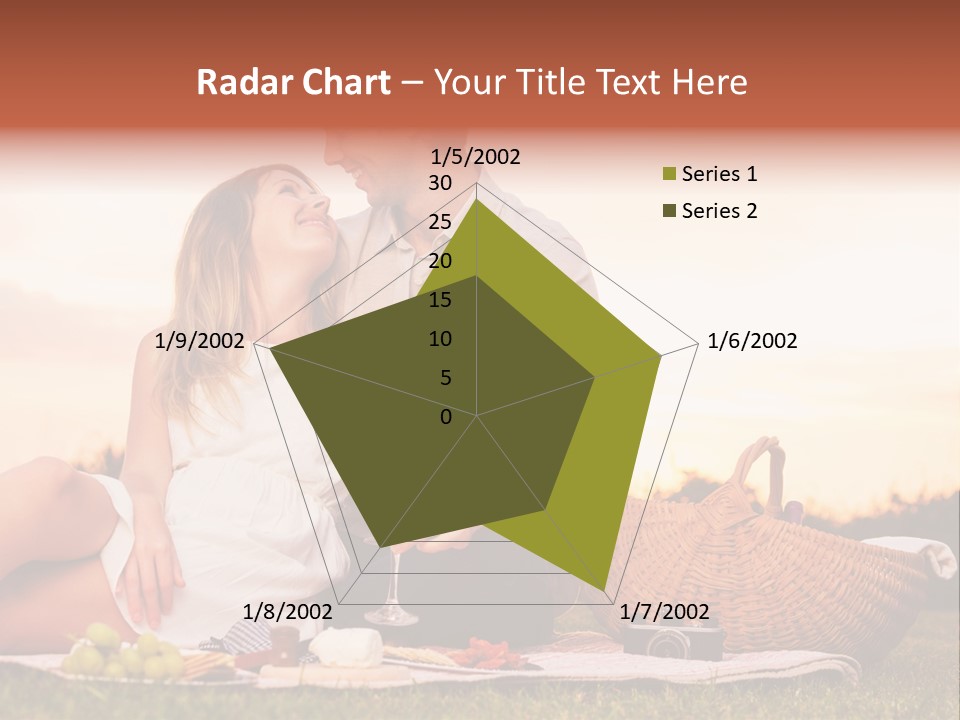 A Man And A Woman Sitting On A Blanket With A Bottle Of Champagne PowerPoint Template