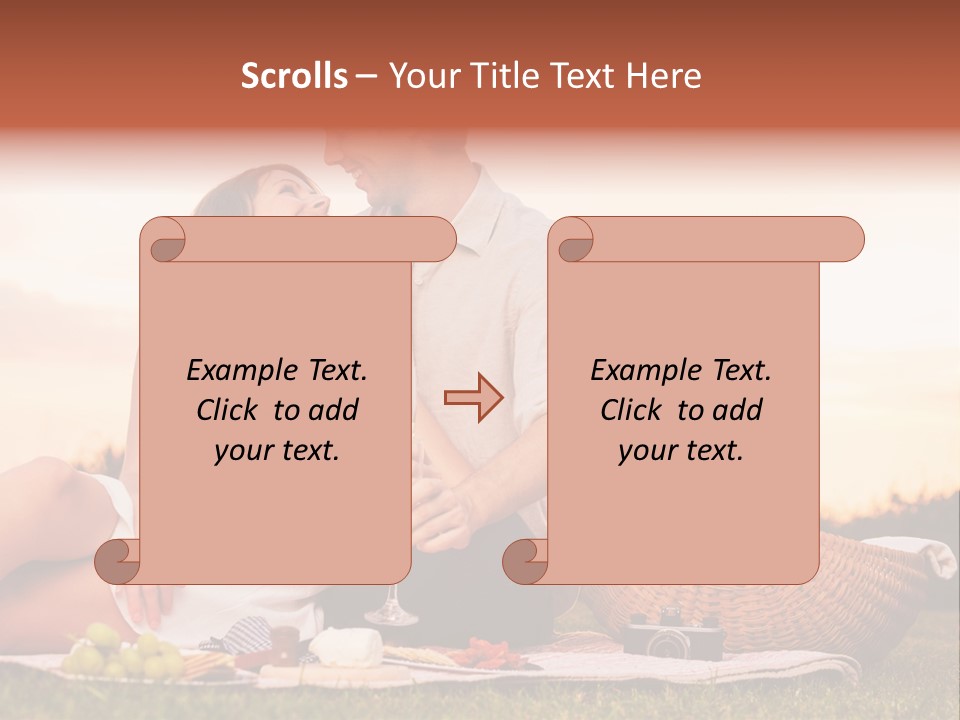 A Man And A Woman Sitting On A Blanket With A Bottle Of Champagne PowerPoint Template