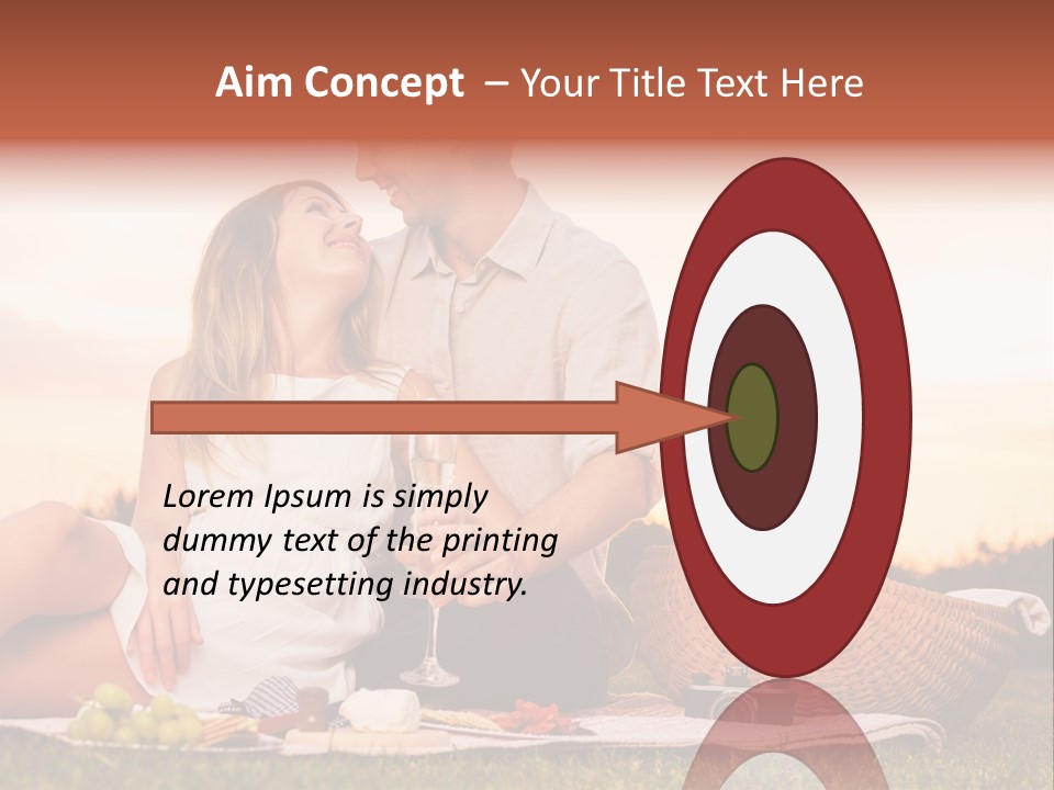 A Man And A Woman Sitting On A Blanket With A Bottle Of Champagne PowerPoint Template