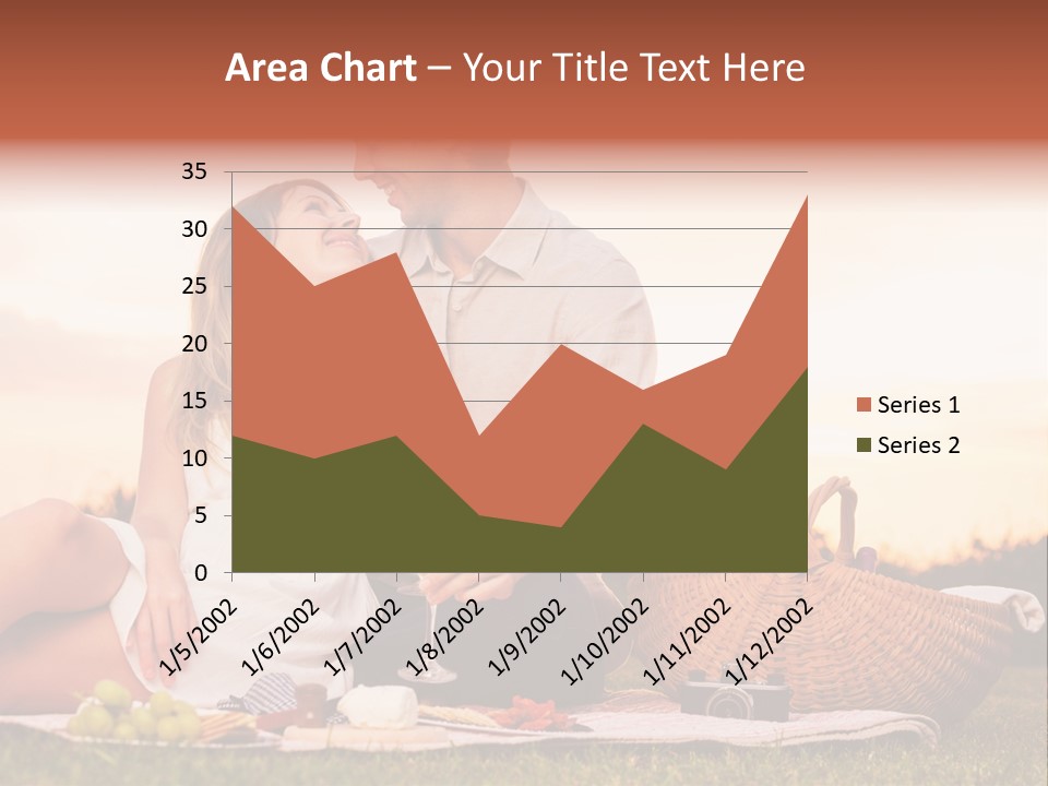 A Man And A Woman Sitting On A Blanket With A Bottle Of Champagne PowerPoint Template
