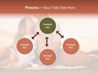 A Man And A Woman Sitting On A Blanket With A Bottle Of Champagne PowerPoint Template