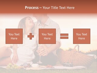 A Man And A Woman Sitting On A Blanket With A Bottle Of Champagne PowerPoint Template