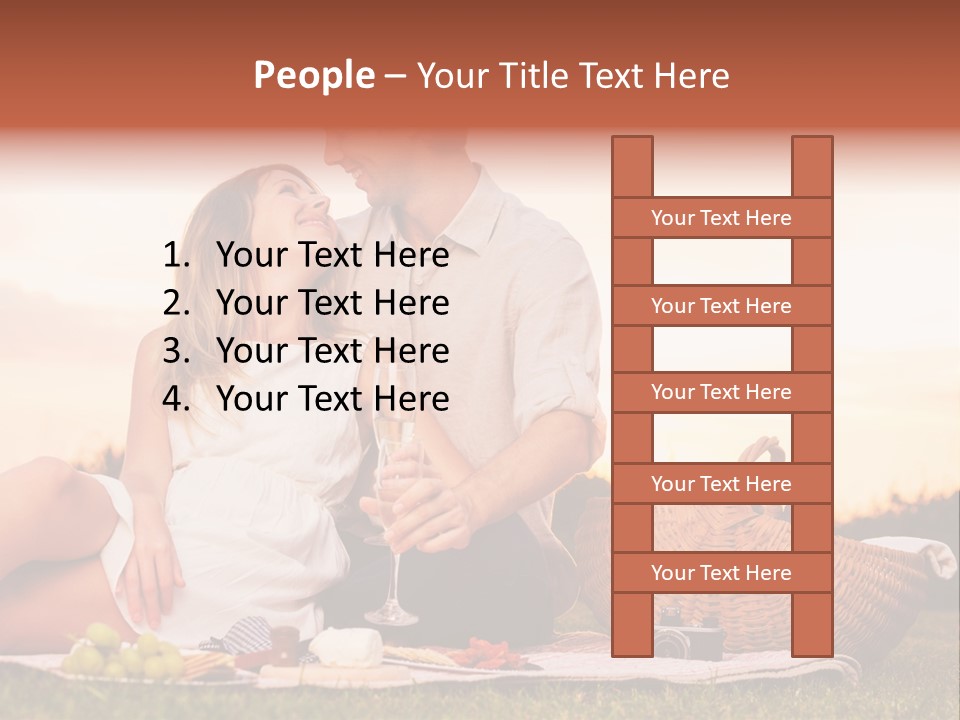 A Man And A Woman Sitting On A Blanket With A Bottle Of Champagne PowerPoint Template