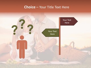 A Man And A Woman Sitting On A Blanket With A Bottle Of Champagne PowerPoint Template