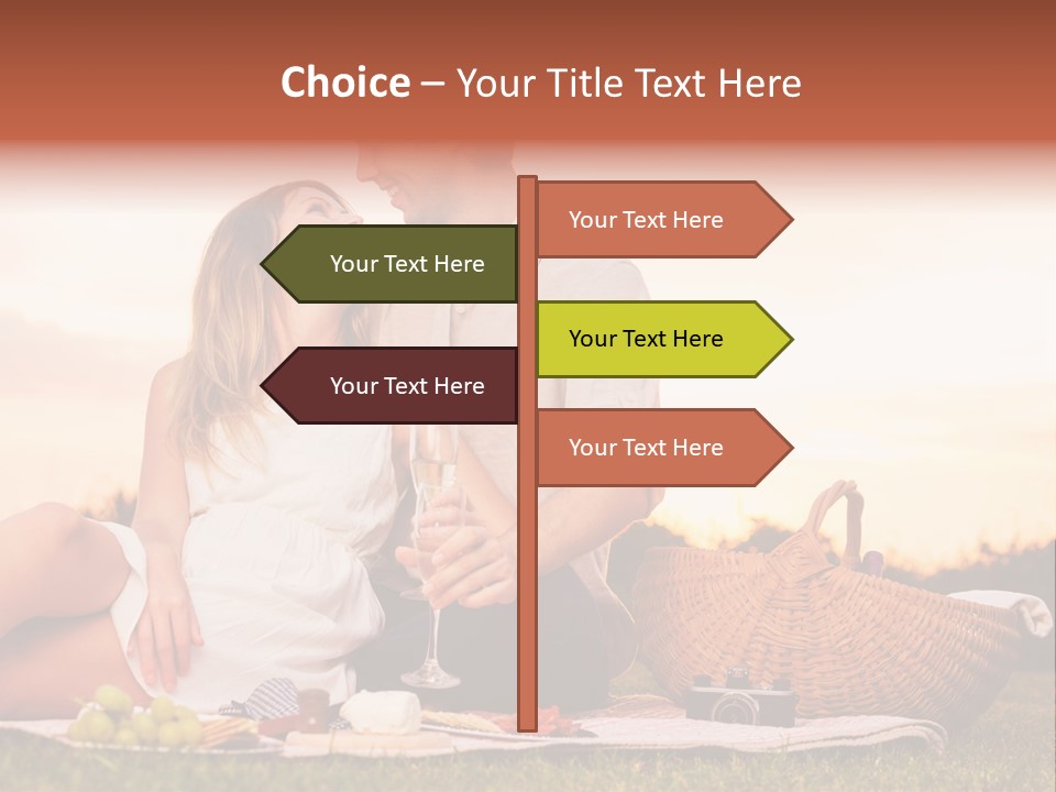 A Man And A Woman Sitting On A Blanket With A Bottle Of Champagne PowerPoint Template