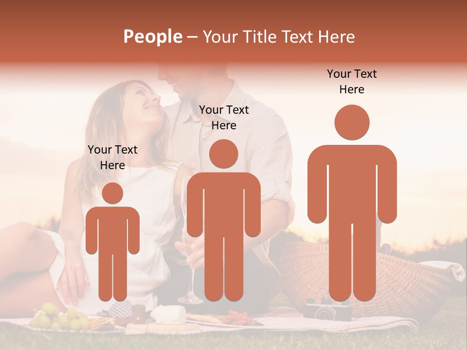 A Man And A Woman Sitting On A Blanket With A Bottle Of Champagne PowerPoint Template