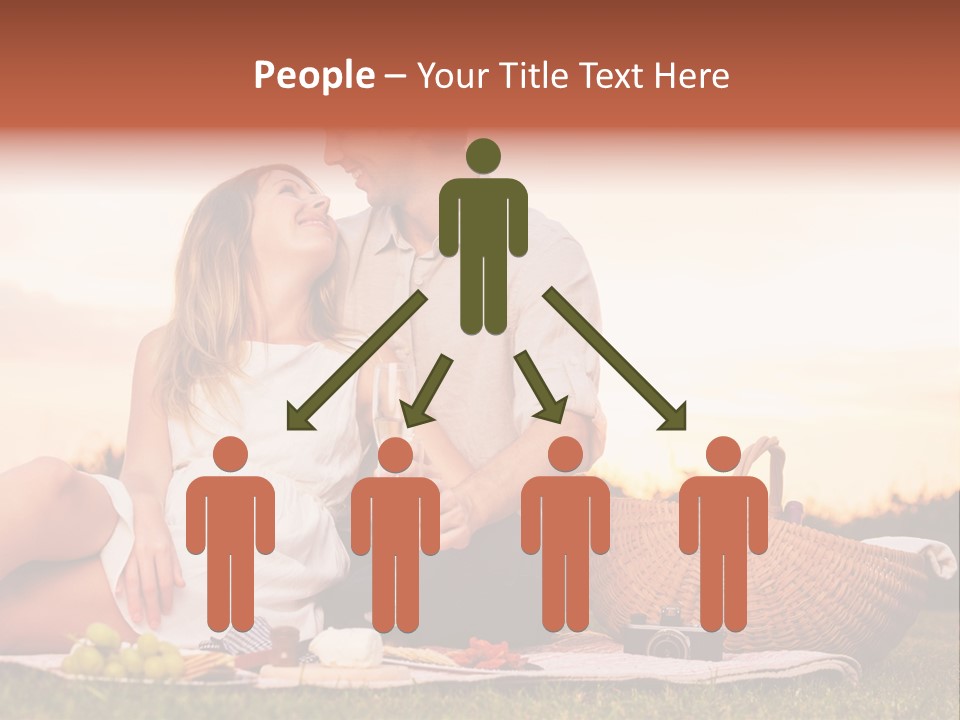 A Man And A Woman Sitting On A Blanket With A Bottle Of Champagne PowerPoint Template