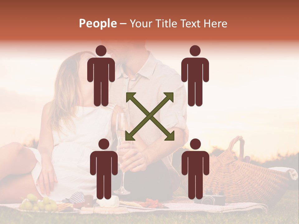 A Man And A Woman Sitting On A Blanket With A Bottle Of Champagne PowerPoint Template