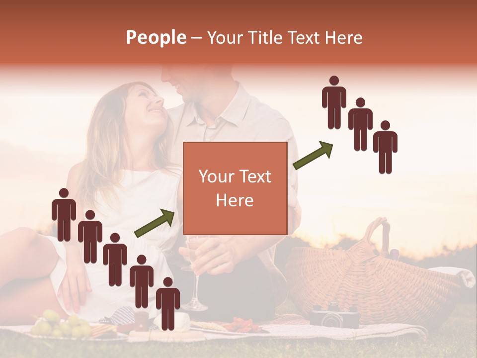 A Man And A Woman Sitting On A Blanket With A Bottle Of Champagne PowerPoint Template