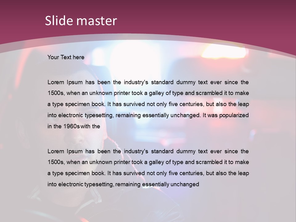 A Man Driving A Car With A Red Light In The Background PowerPoint Template