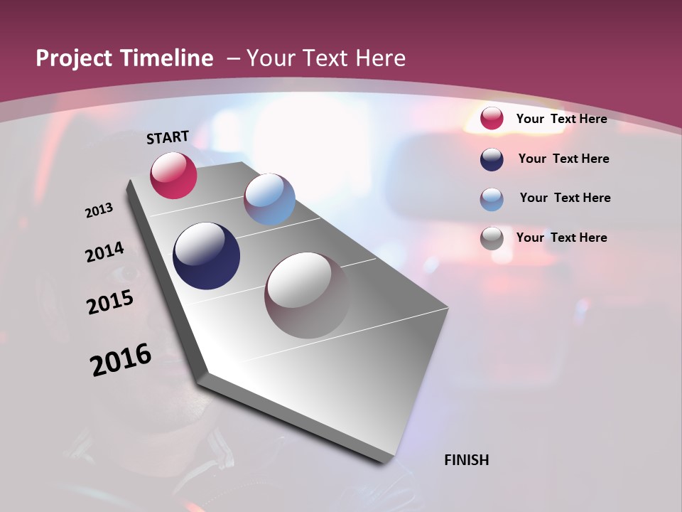 A Man Driving A Car With A Red Light In The Background PowerPoint Template
