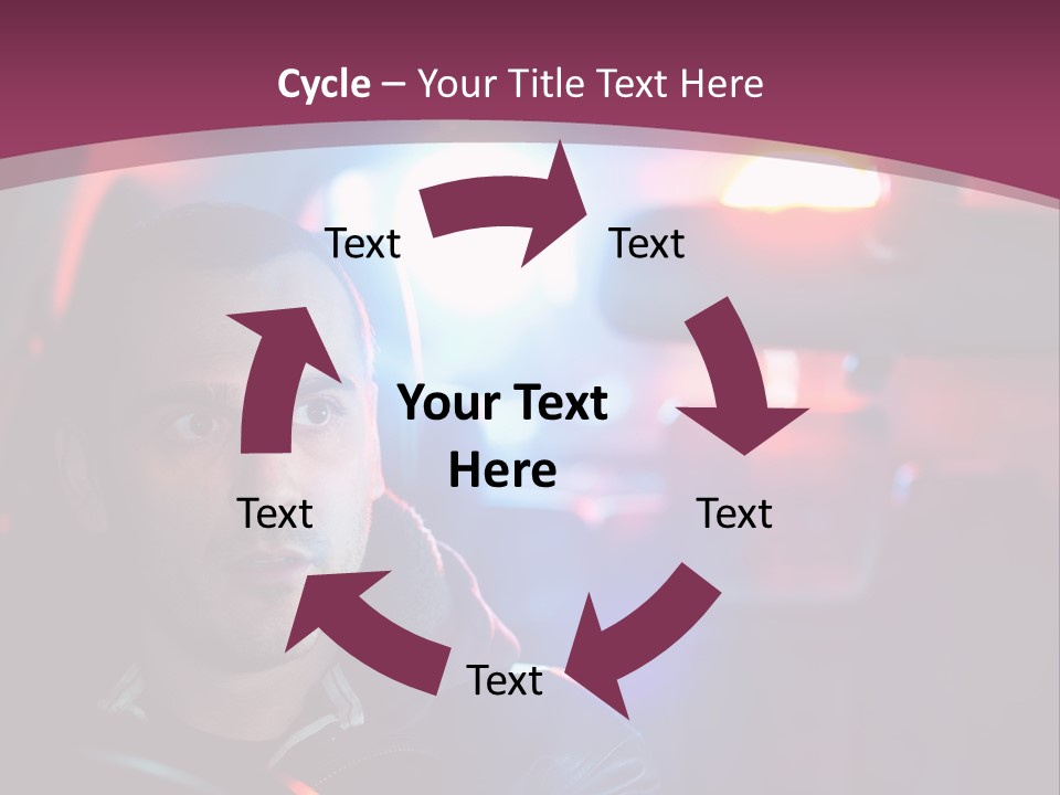 A Man Driving A Car With A Red Light In The Background PowerPoint Template
