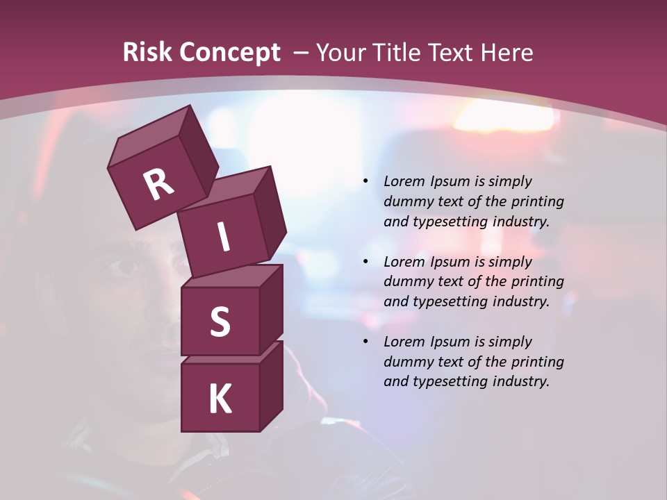 A Man Driving A Car With A Red Light In The Background PowerPoint Template
