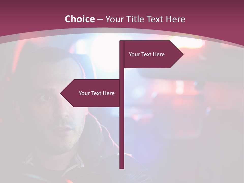 A Man Driving A Car With A Red Light In The Background PowerPoint Template