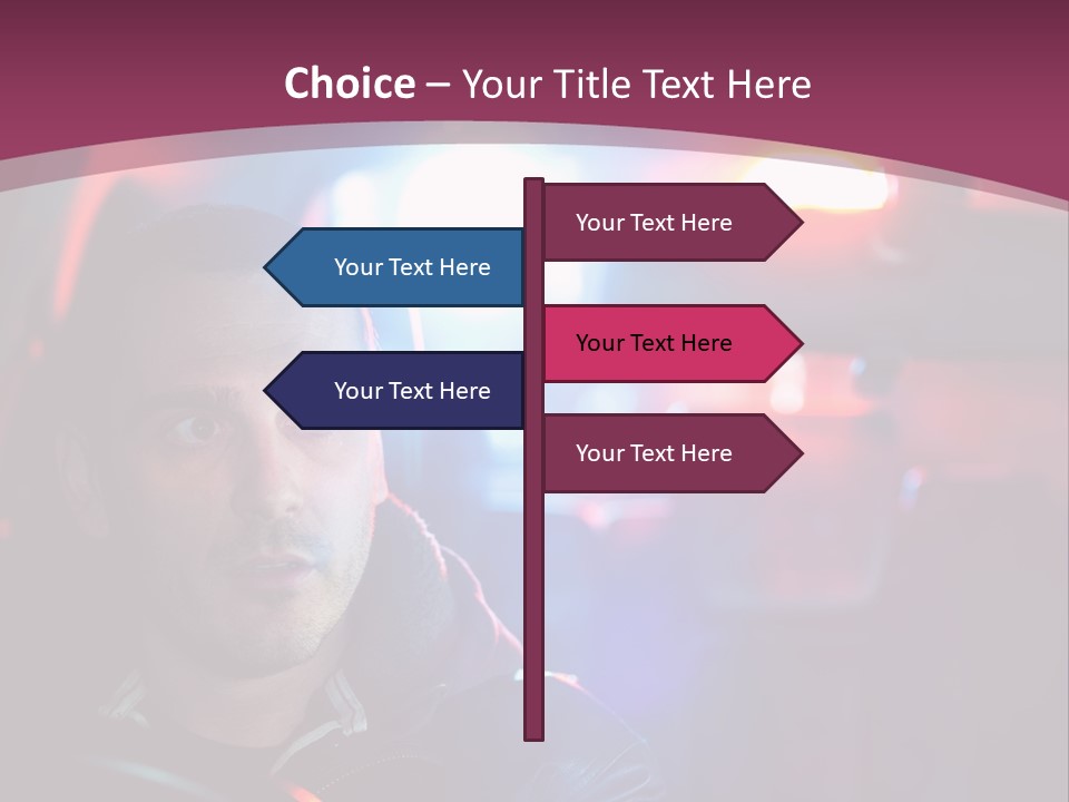 A Man Driving A Car With A Red Light In The Background PowerPoint Template